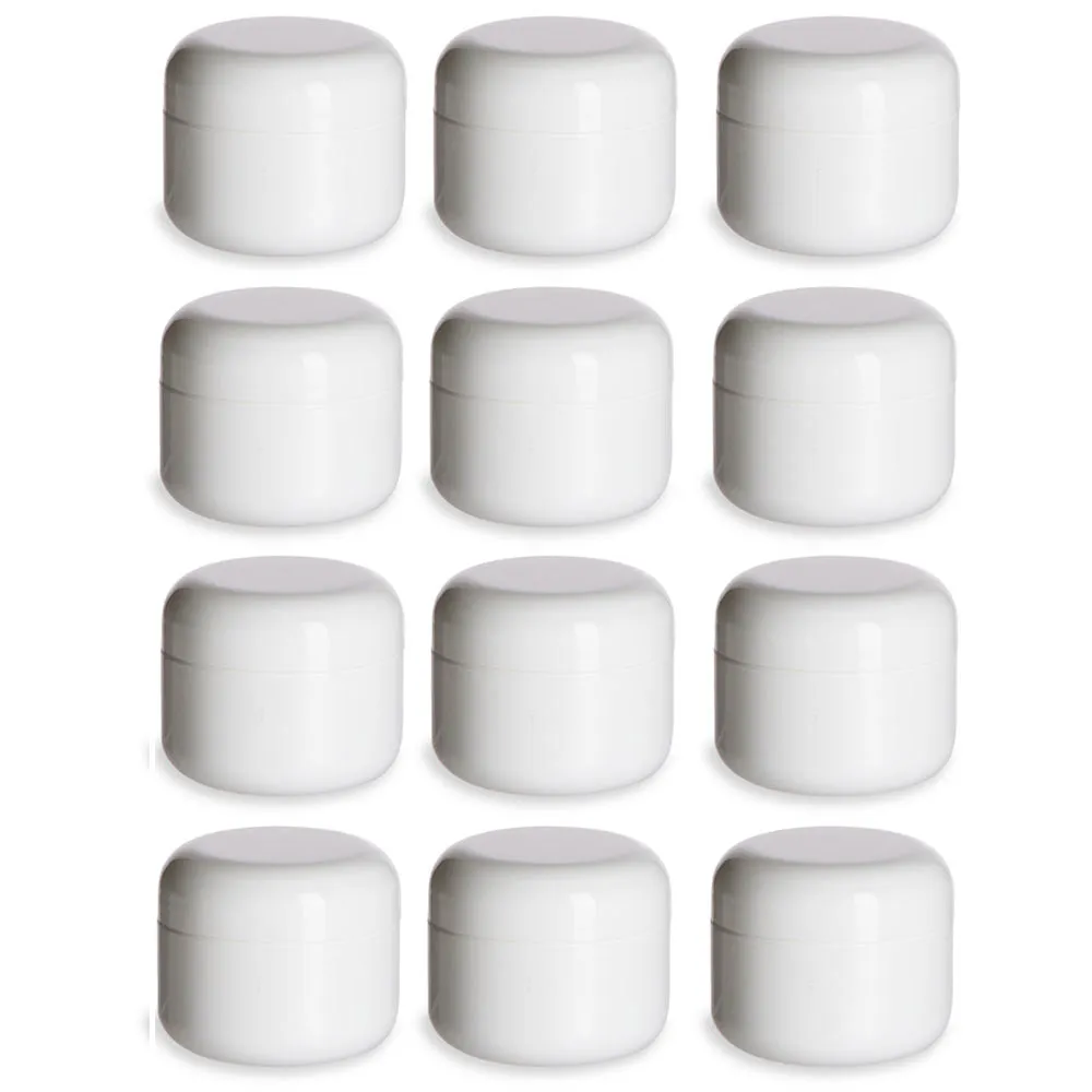 12 Plastic Jar Containers Lids 2.5 oz Body Lotion Jars Cream Makeup Cosmetics