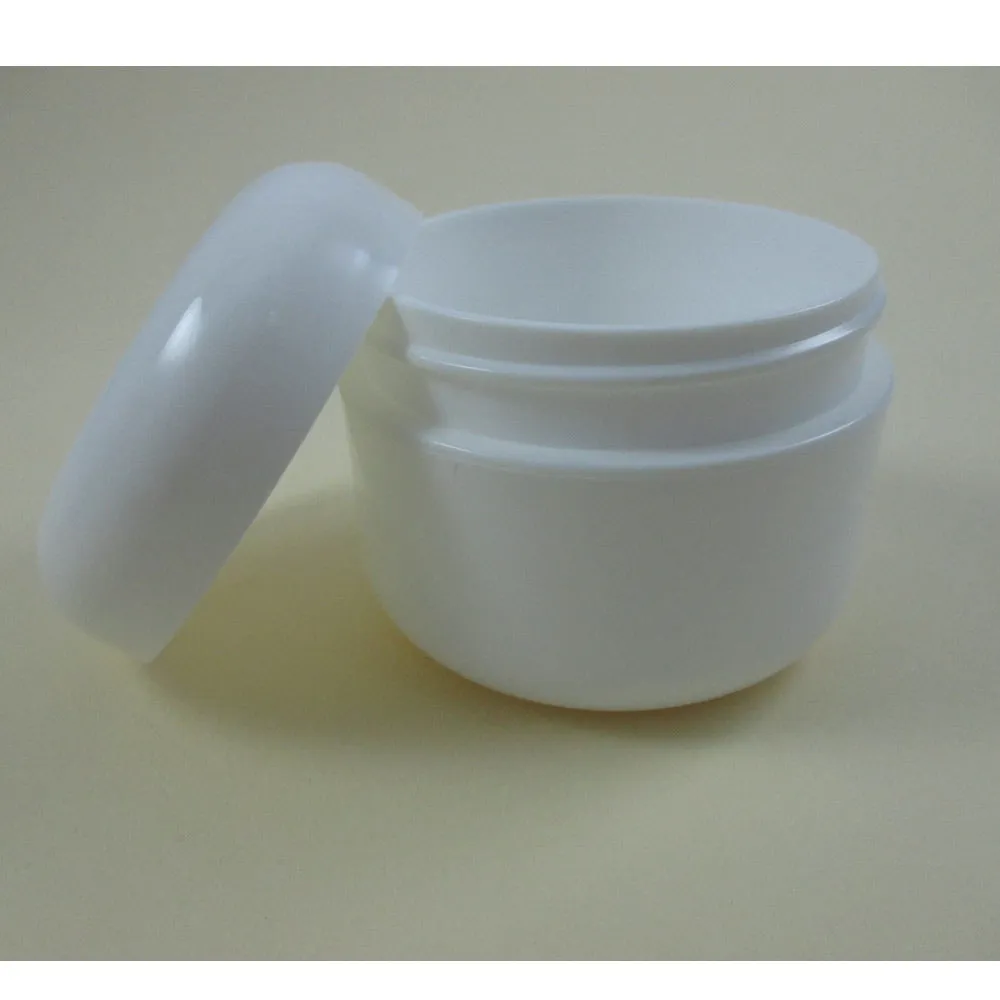 12 White 1.7 Oz Plastic Cosmetic Double Wall Cream Empty Dome Jars Container Cap