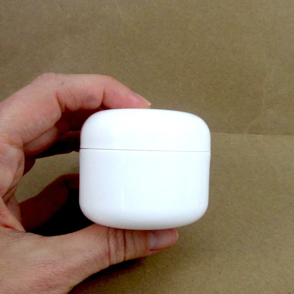 12 White 1.7 Oz Plastic Cosmetic Double Wall Cream Empty Dome Jars Container Cap