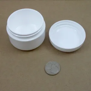 12 White 1.7 Oz Plastic Cosmetic Double Wall Cream Empty Dome Jars Container Cap
