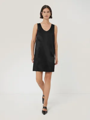 Bonded Satin Mini Dress | Black