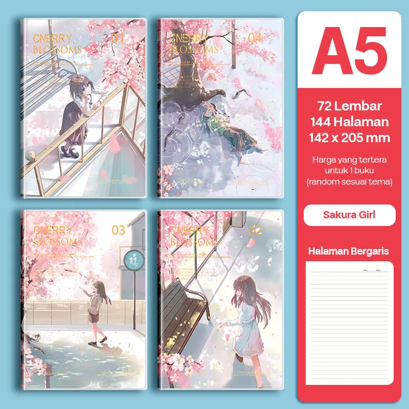 Buku Notebook A5 Sampul Eva Waterproof Tebal Halaman Bergaris SBRA572
