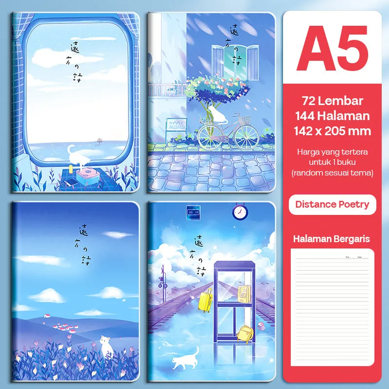 Buku Notebook A5 Sampul Eva Waterproof Tebal Halaman Bergaris SBRA572
