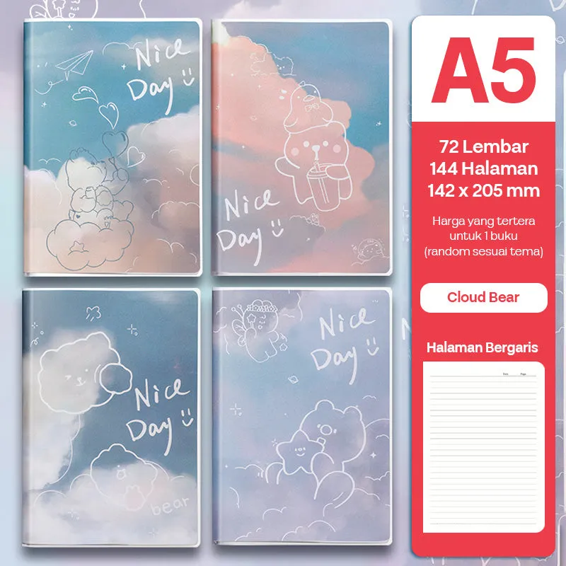 Buku Notebook A5 Sampul Eva Waterproof Tebal Halaman Bergaris SBRA572