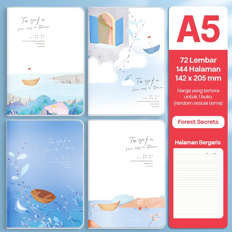 Buku Notebook A5 Sampul Eva Waterproof Tebal Halaman Bergaris SBRA572