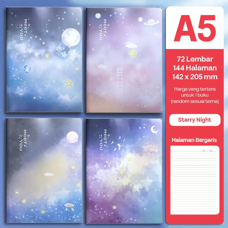 Buku Notebook A5 Sampul Eva Waterproof Tebal Halaman Bergaris SBRA572