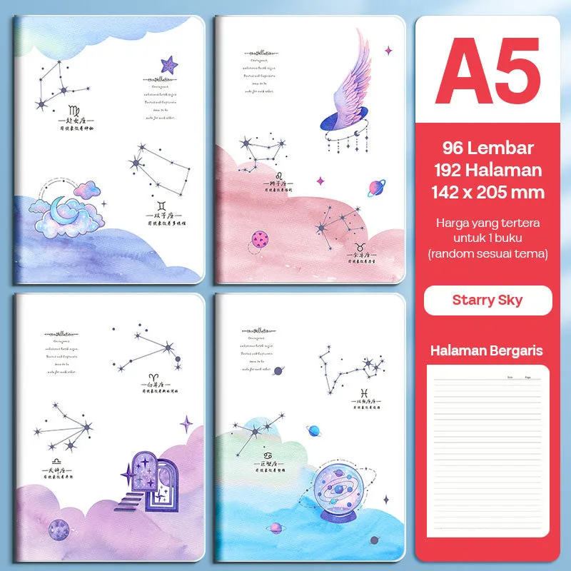 Buku Notebook A5 Sampul Eva Waterproof Tebal Halaman Bergaris SBRA596