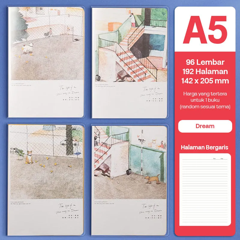 Buku Notebook A5 Sampul Eva Waterproof Tebal Halaman Bergaris SBRA596