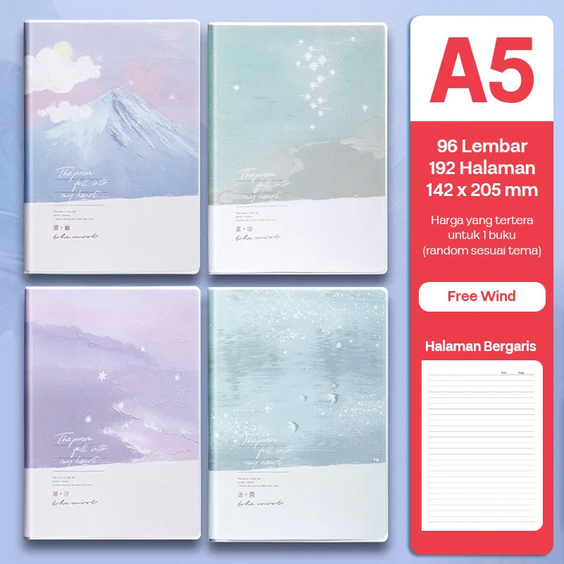 Buku Notebook A5 Sampul Eva Waterproof Tebal Halaman Bergaris SBRA596