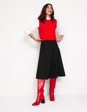 Flippy Ponte Midi Skirt-Black