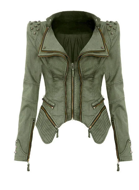 Vintage Wash Fitted Denim Jacket in Vintage Green