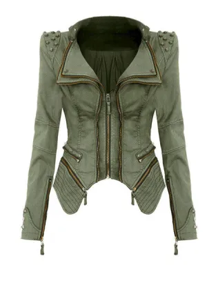 Vintage Wash Fitted Denim Jacket in Vintage Green